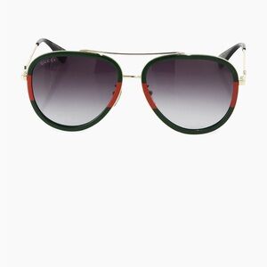 Gucci Web Aviator Sunglasses, Green/Red/Green